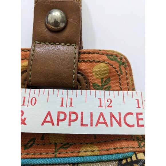 FOSSIL KEY-PER Bird Cage Coated Canvas Med/Lg Shoulder Tote Bag Handbag Purse - Picture 7 of 9